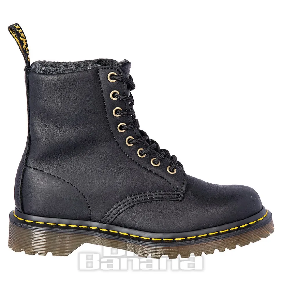 Dr Martens Pascal Collar Faux Fur Boots (Black)