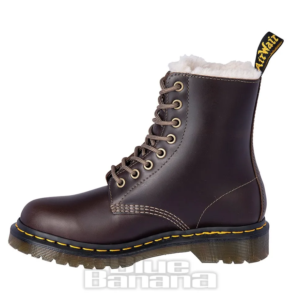 Dr Martens 1460 Serena Faux Fur Boots (Dark Khaki Brown)