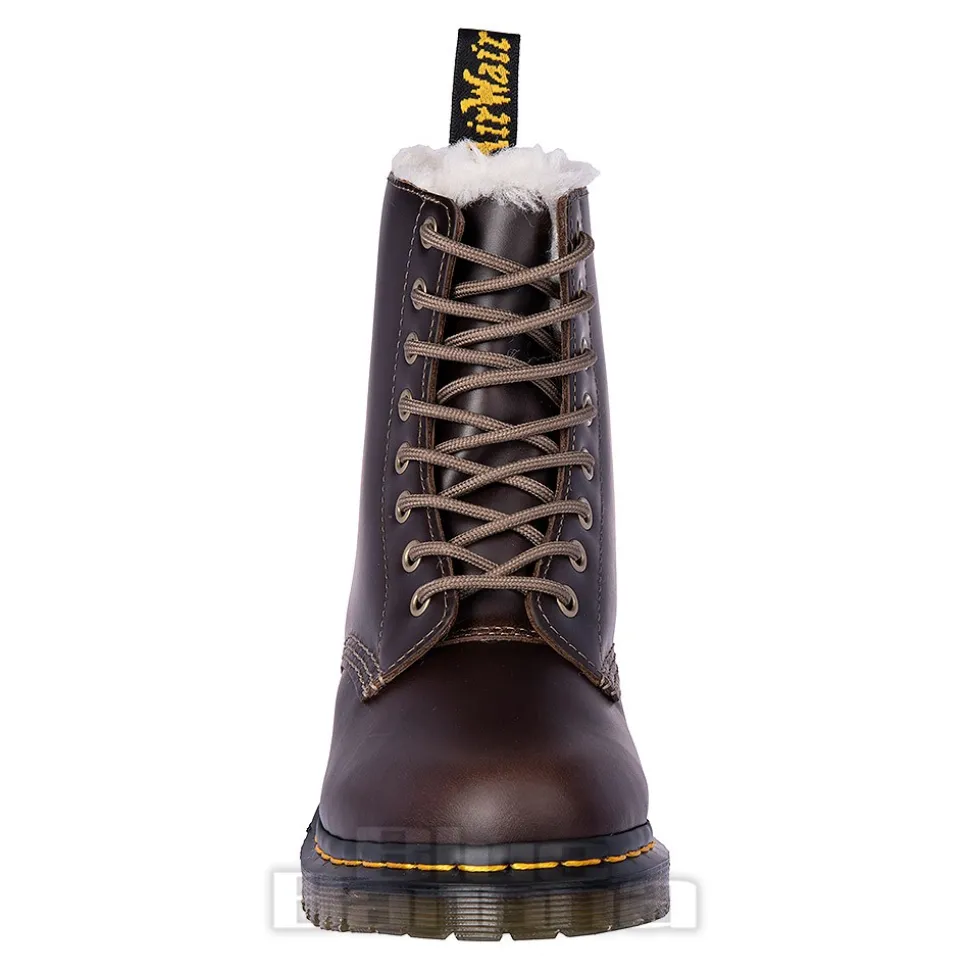 Dr Martens 1460 Serena Faux Fur Boots (Dark Khaki Brown)