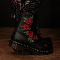 Dr Martens 1460 Vonda Roses Boots (Black/Red)
