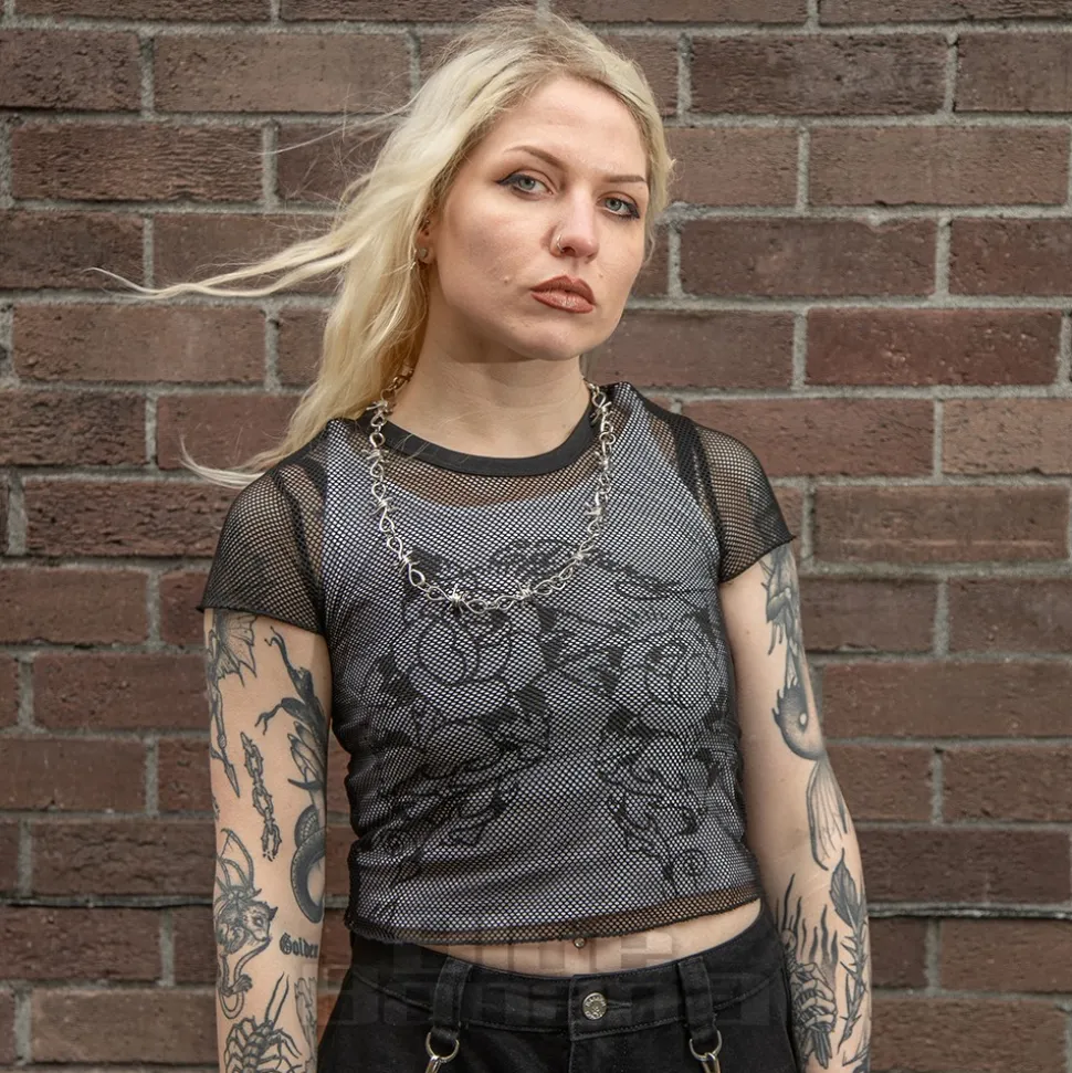Ed Hardy Climbing Rose Mesh T-Shirt (White/Black)