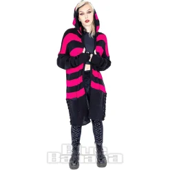Heartless Willa Striped Cardigan (Black/Pink)