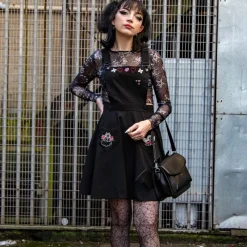 Hell Bunny Cupid Pinafore Dress (Black)