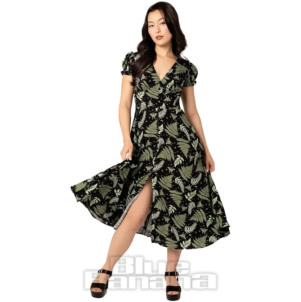 Hell Bunny Gaia Midi Dress (Black/Green)