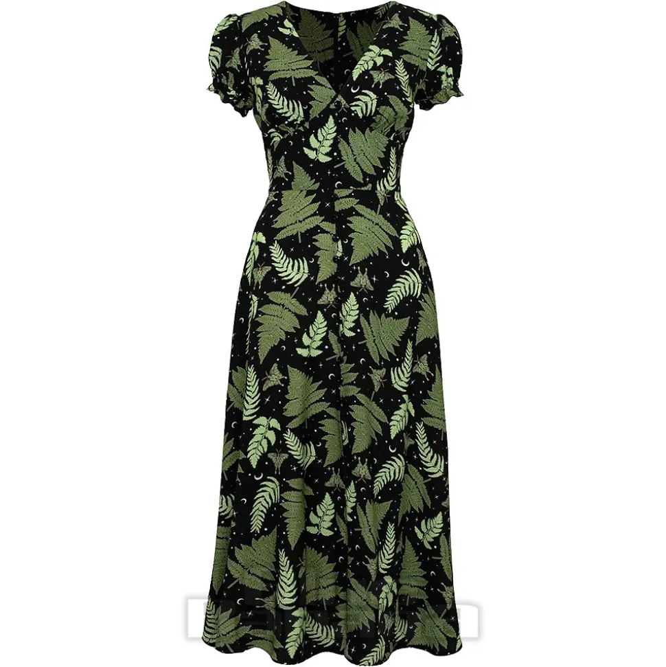 Hell Bunny Gaia Midi Dress (Black/Green)