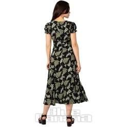 Hell Bunny Gaia Midi Dress (Black/Green)