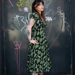 Hell Bunny Gaia Midi Dress (Black/Green)