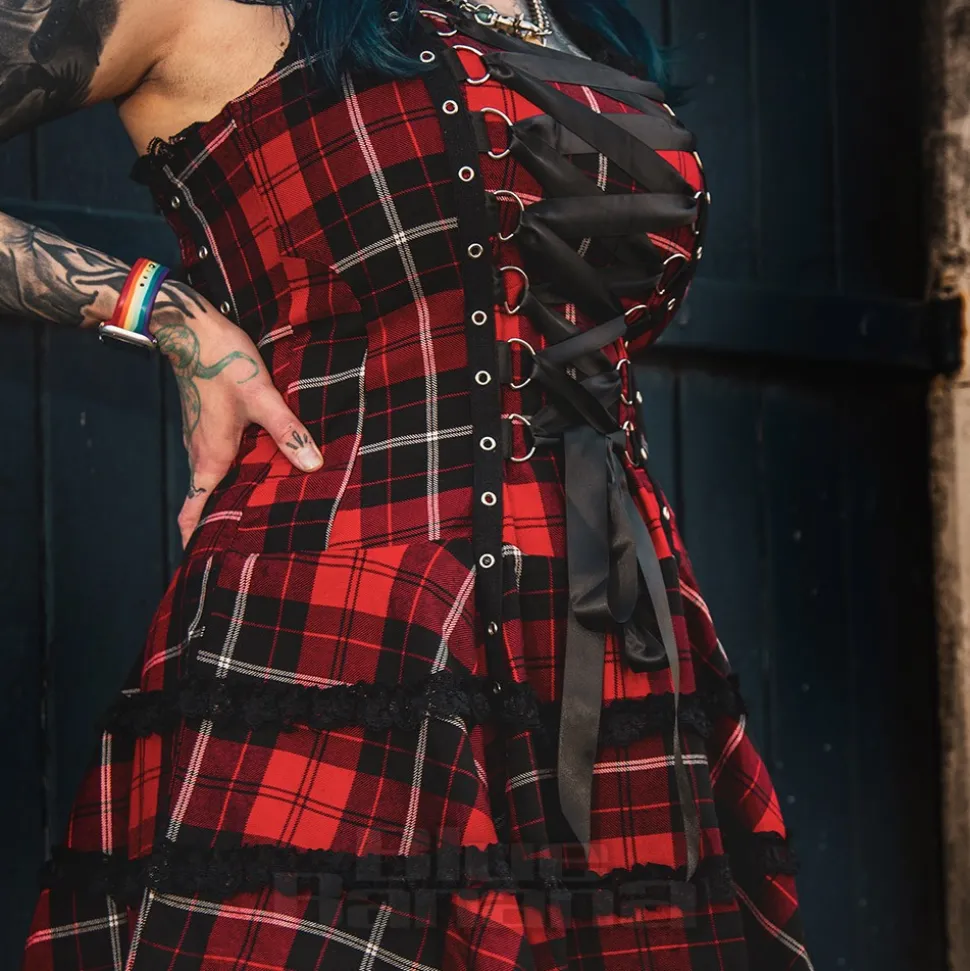Hell Bunny Harley Tartan Dress (Red)