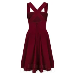 Hell Bunny Patti Pinafore Dress (Burgundy)