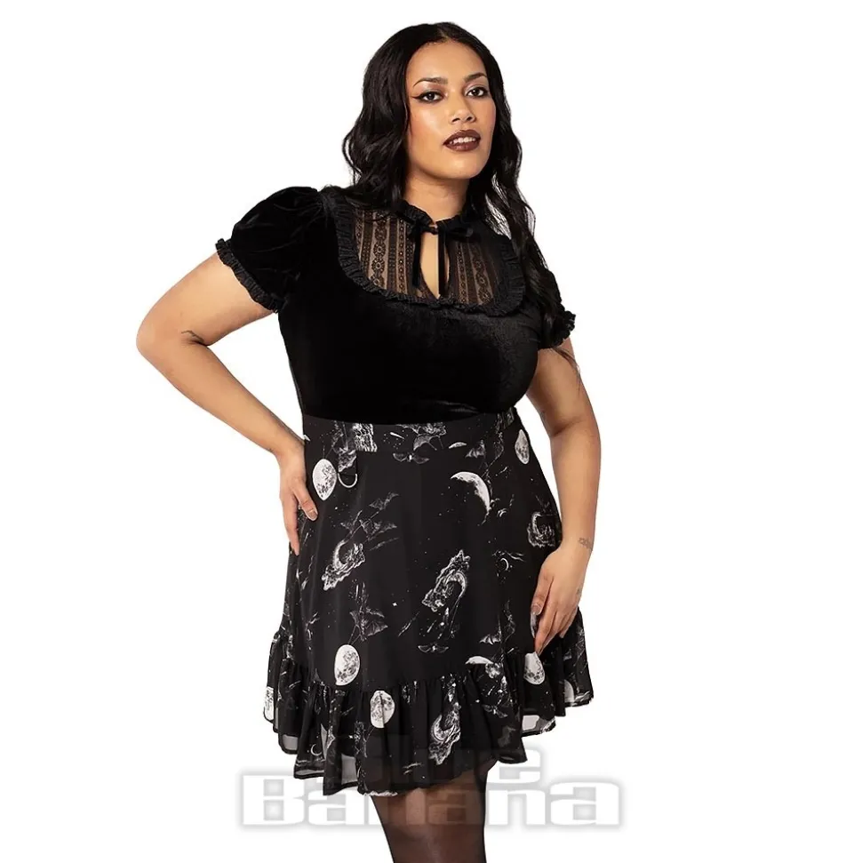 Hell Bunny Velvet Mourning Top (Black)