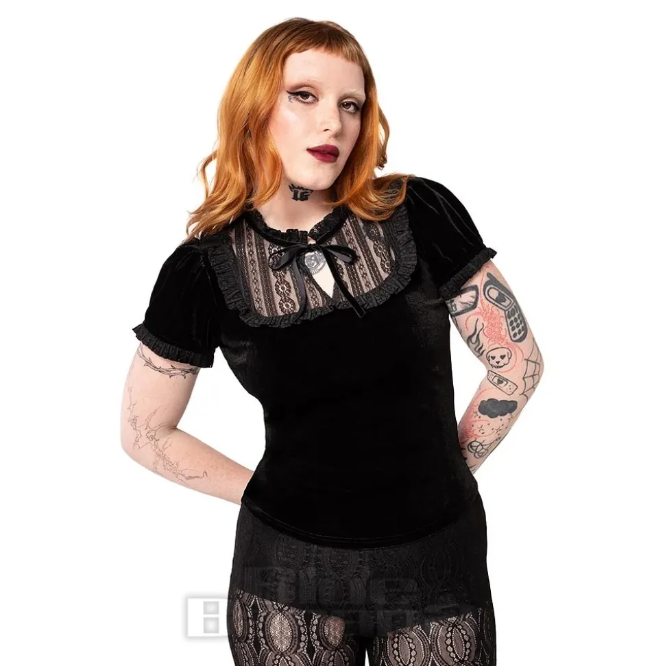 Hell Bunny Velvet Mourning Top (Black)