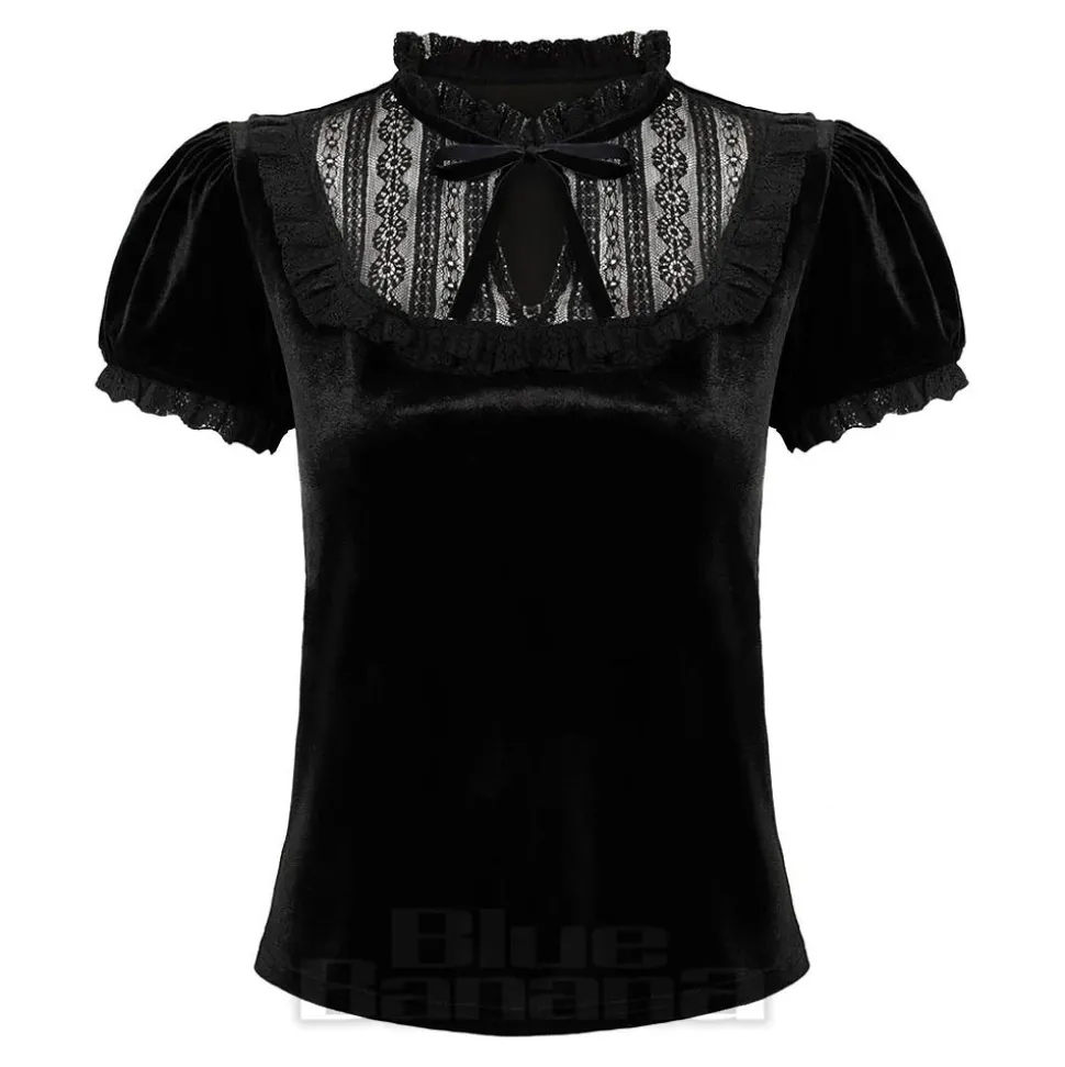 Hell Bunny Velvet Mourning Top (Black)
