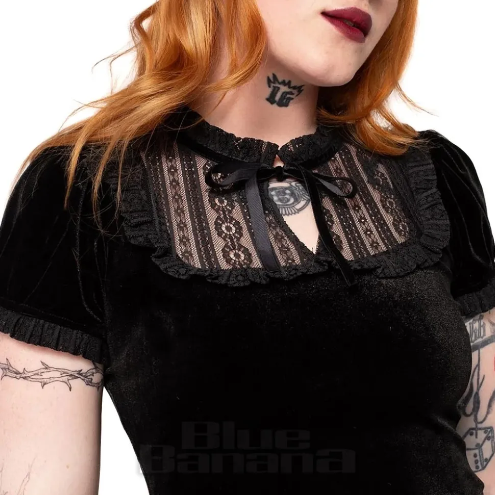 Hell Bunny Velvet Mourning Top (Black)
