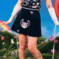 Hell Bunny X Care Bear Cheer Bear Pleated Mini Skirt (Black)