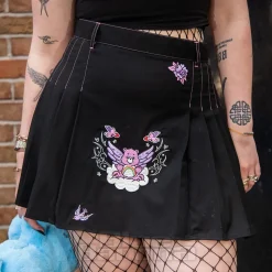 Hell Bunny X Care Bear Cheer Bear Pleated Mini Skirt (Black)
