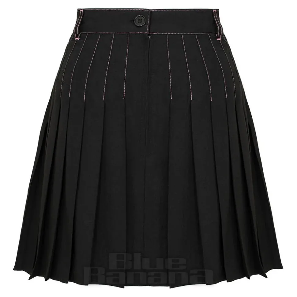 Hell Bunny X Care Bear Cheer Bear Pleated Mini Skirt (Black)