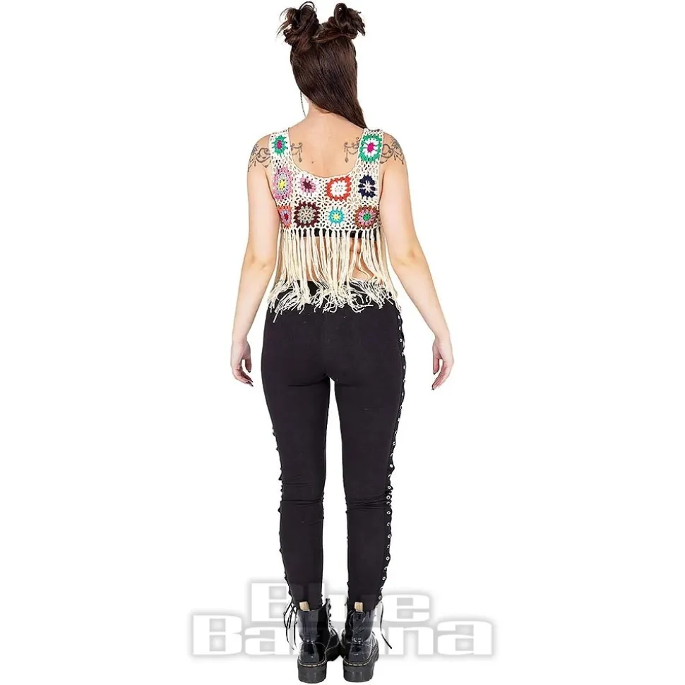 Innocent Maise Crochet Fringe Vest (Cream)