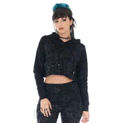 Jawbreaker Cat Crop Hoodie (Black)