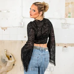 Jawbreaker Flared Sleeves Top (Black)