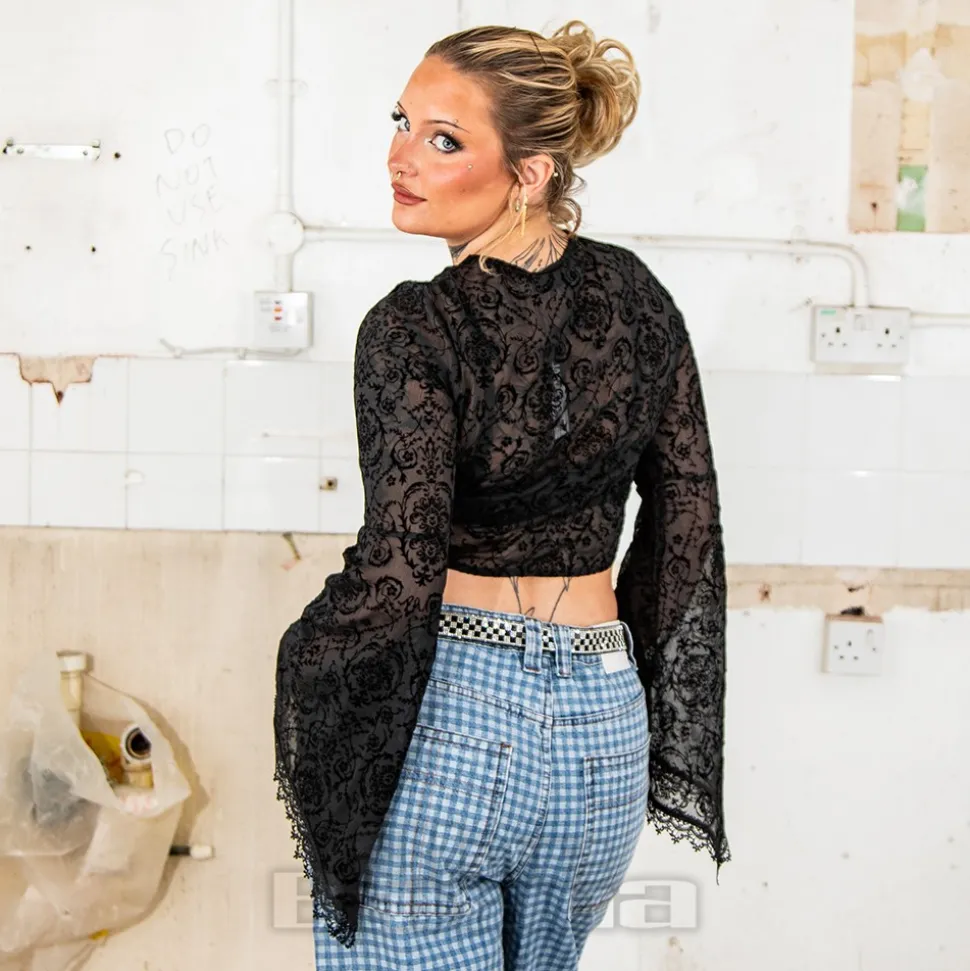 Jawbreaker Flared Sleeves Top (Black)