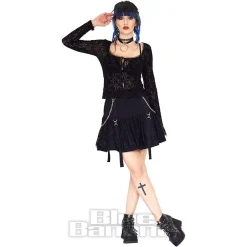 Jawbreaker Floral Flock Top (Black)