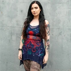 Jawbreaker Octopus Mesh Vest Top (Navy)