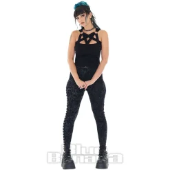 Jawbreaker Pentagram Straps & Rings Crop Top (Black)