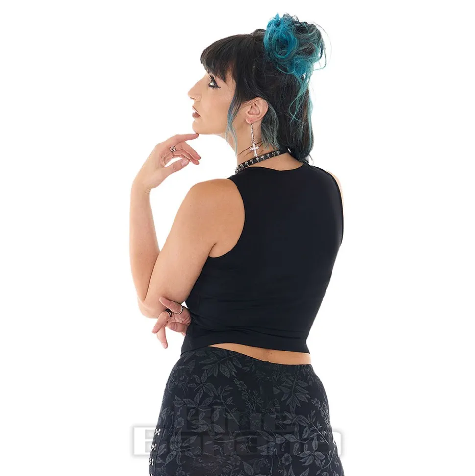 Jawbreaker Pentagram Straps & Rings Crop Top (Black)