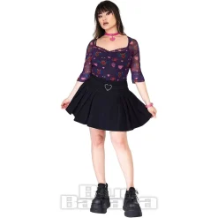 Jawbreaker Pleated Heart Buckle Mini Skirt (Black)