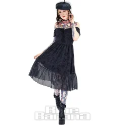 Jawbreaker Tarot Cold-Shoulder Midi Dress (Black)