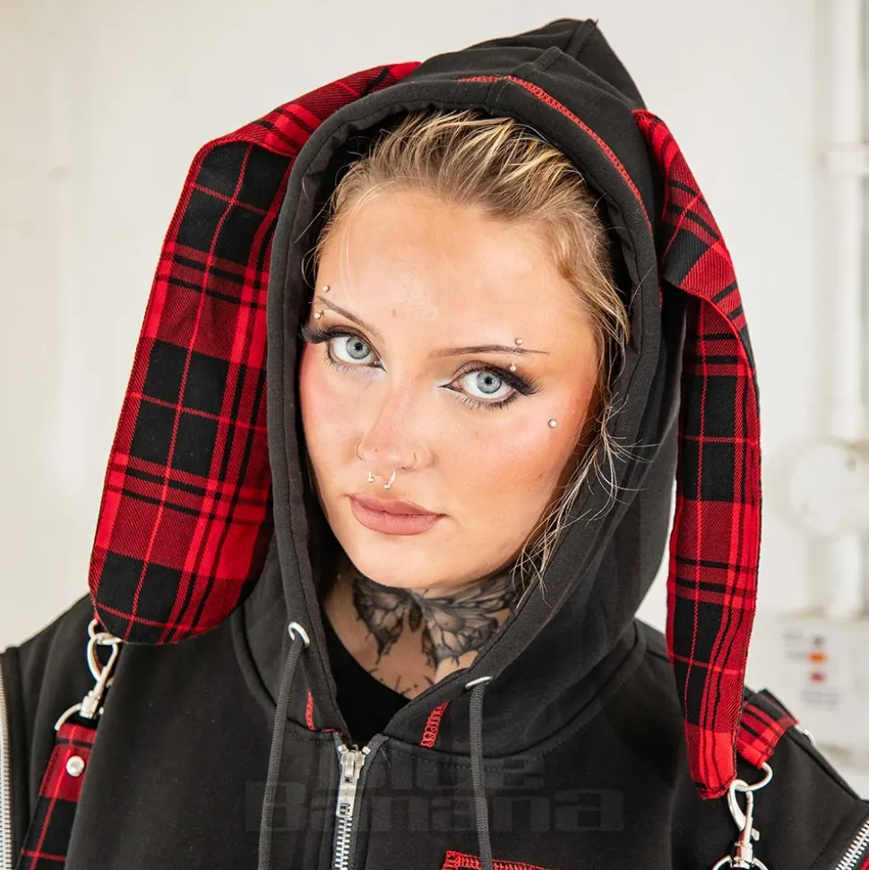 Luv Bunny Cursed Bunny Zip Hoodie (Black/Red)