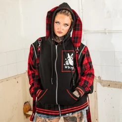 Luv Bunny Cursed Bunny Zip Hoodie (Black/Red)