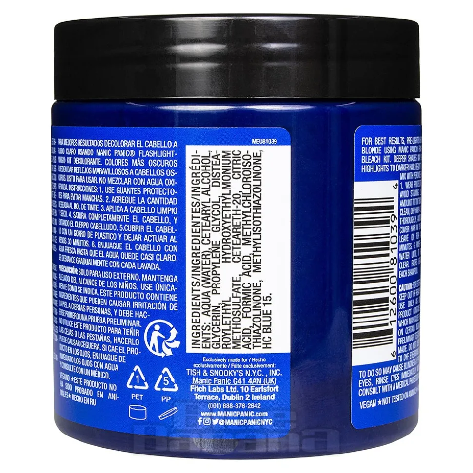 Manic Panic 8oz High Voltage Classic Cream Formula Colour Hair Dye (Rockabilly Blue)