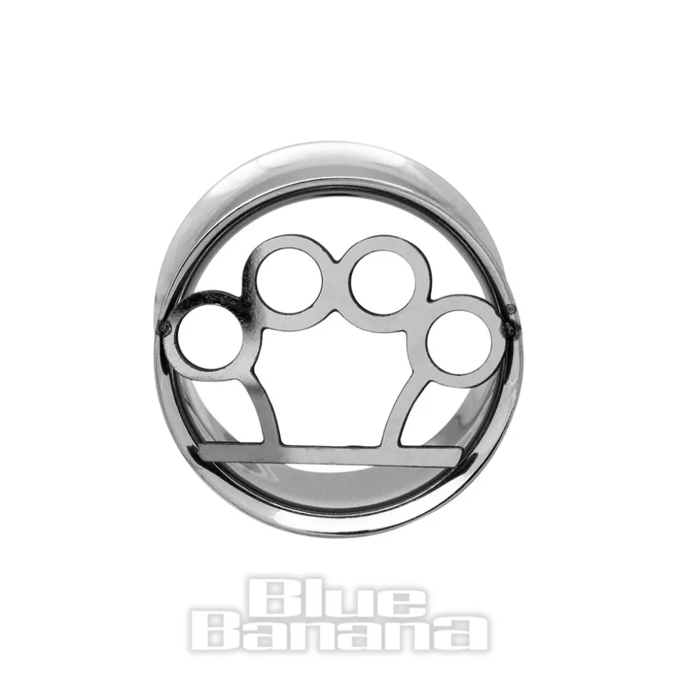 Metal Mafia Steel Brass Knuckles Flesh Tunnel 5-24mm (Silver)