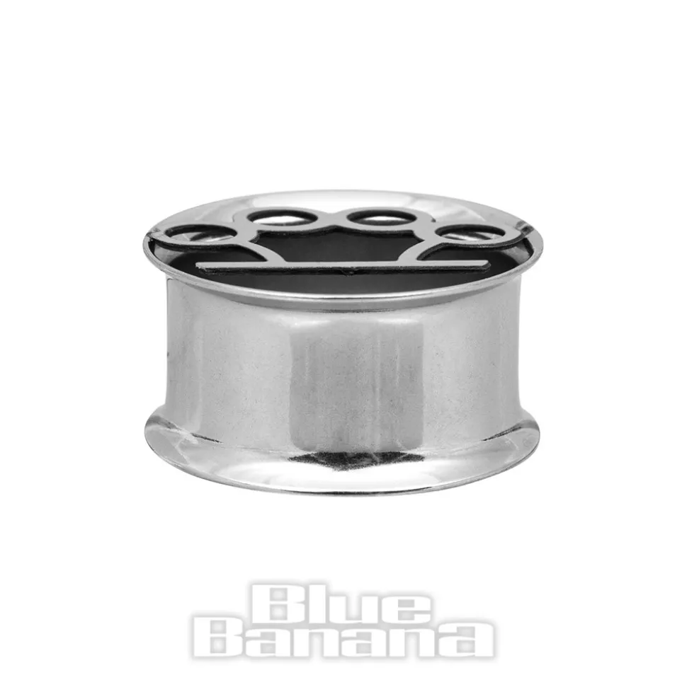 Metal Mafia Steel Brass Knuckles Flesh Tunnel 5-24mm (Silver)