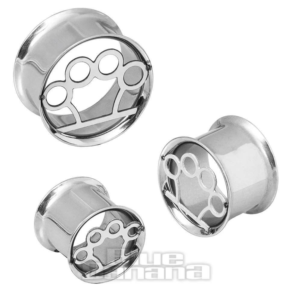 Metal Mafia Steel Brass Knuckles Flesh Tunnel 5-24mm (Silver)