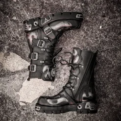 New Rock M.107-S2 Reactor Demon Flame Calf Boots (Black)