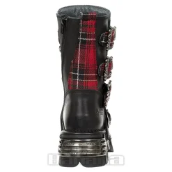 New Rock M.391T-S1 Reactor Tartan Half Boots (Black/Red)