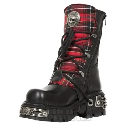 New Rock M.391T-S1 Reactor Tartan Half Boots (Black/Red)