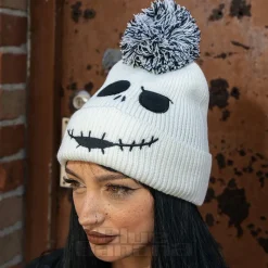 Nightmare Before Christmas Jack Skellington Face Knitted Hat (White)