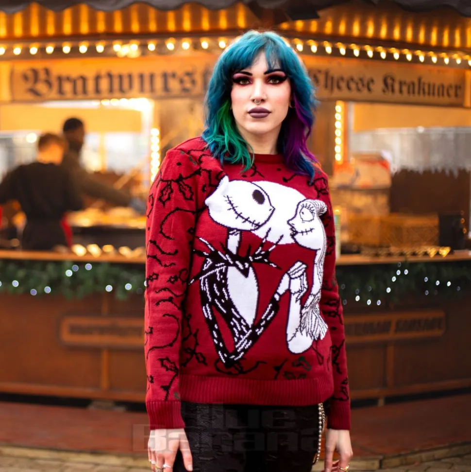 Nightmare Before Christmas Jack & Sally Knit Jumper (Red)
