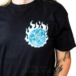 Official Bring Me The Horizon Blue Flame Globe T Shirt (Black)