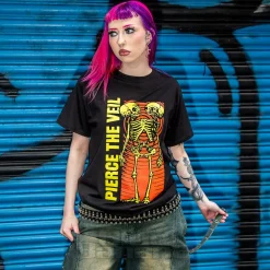 Official Pierce The Veil Wavy Skeleton T-Shirt (Black)