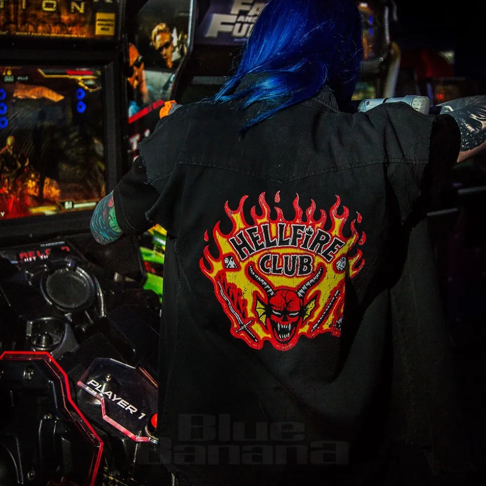 Official Stranger Things Hellfire Distressed Sleeveless Shirt (Black)