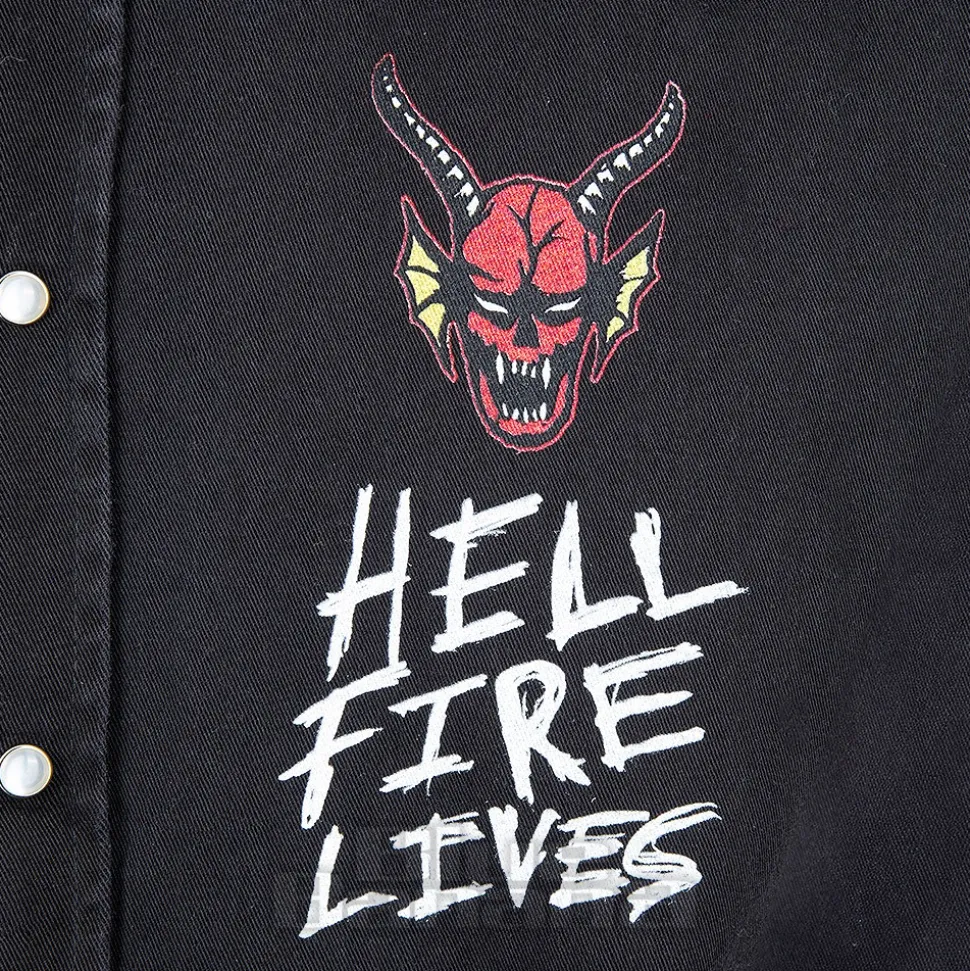 Official Stranger Things Hellfire Distressed Sleeveless Shirt (Black)