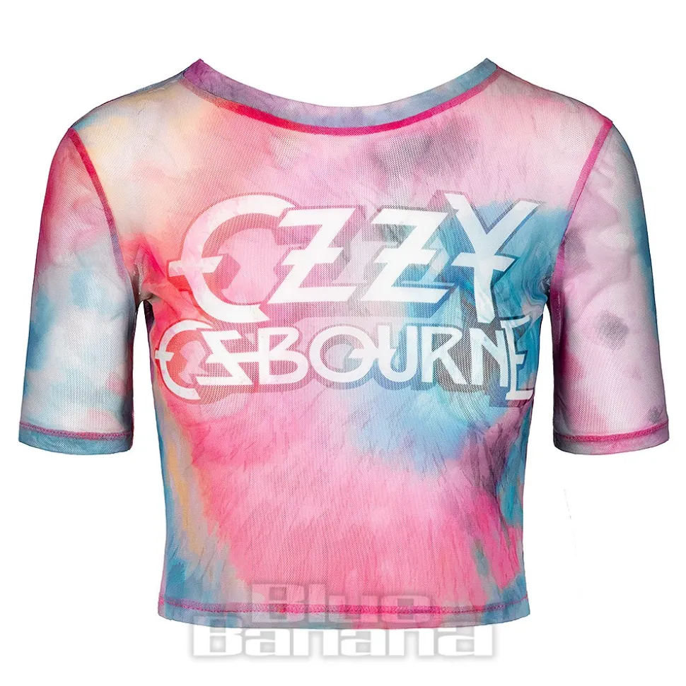Ozzy Osbourne Logo Mesh Crop T-Shirt (Multicolour)