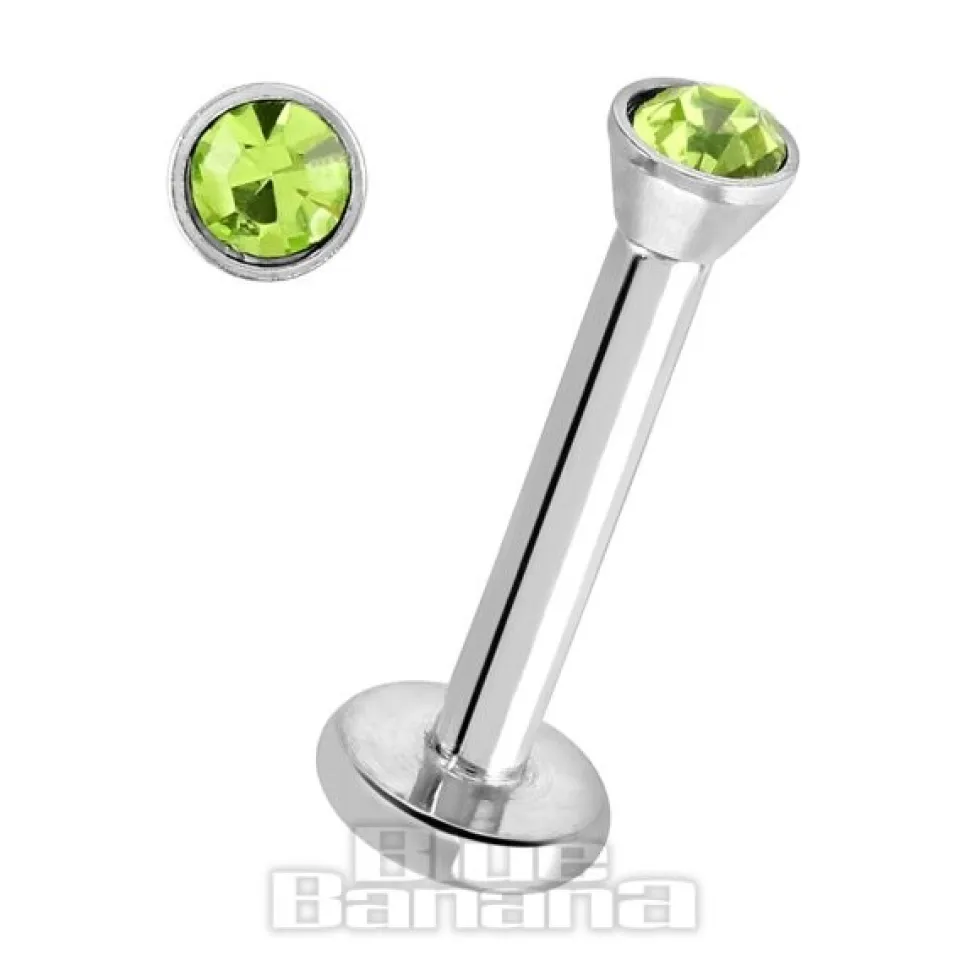 Polished Surgical Steel 1.2mm Internal Thread Labret (Peridot)