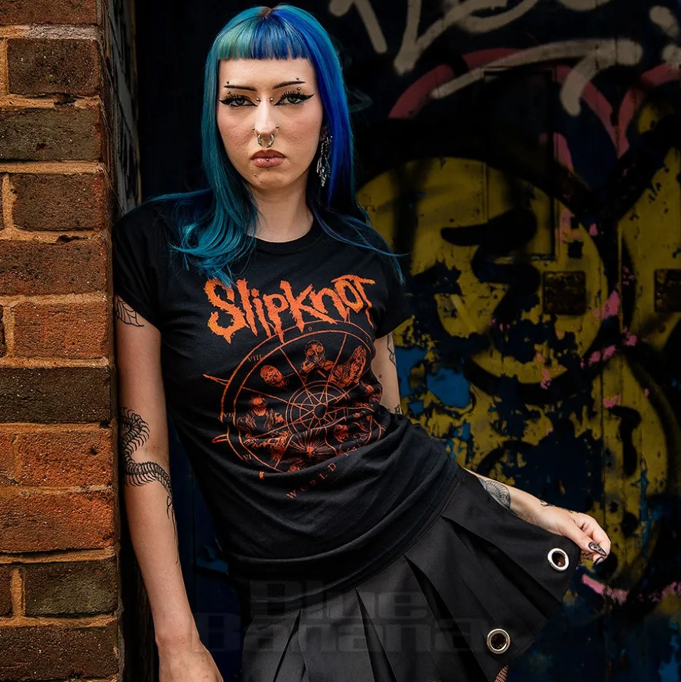 Slipknot Wheel Ladies T Shirt (Black)