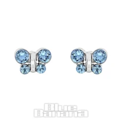 Studex Stainless Steel Aqua Butterfly March Earrings (Silver)
